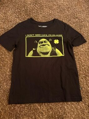 Hybrid Apparel Black T‑shirt with White Shrek Label Print